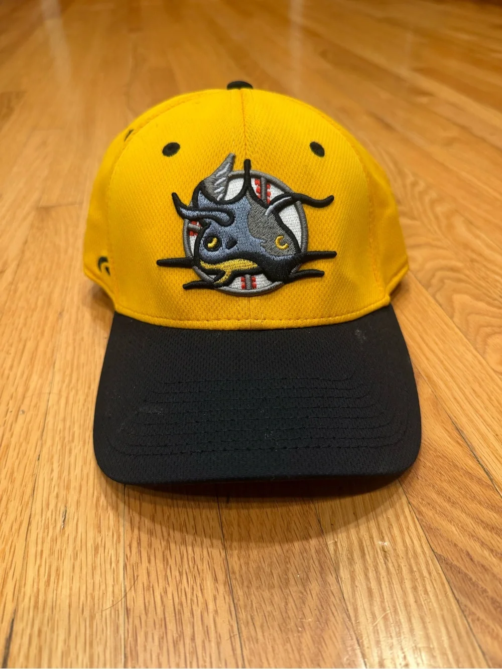 Yellow and Black Baseball Cap with Embroidered Shark Patch